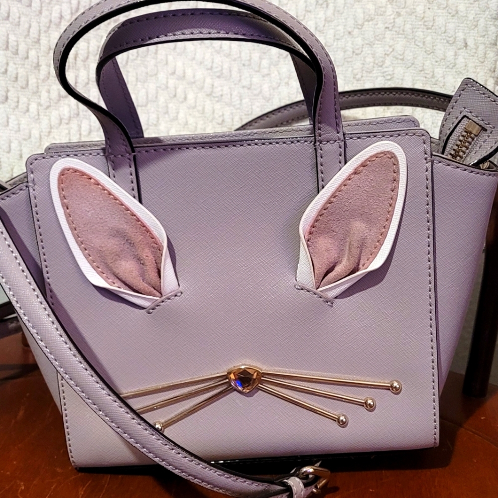 Kate Spade Hop To It Bunny Mini Hayden Satchel Crossbody Bag Neutral Gray/lilac